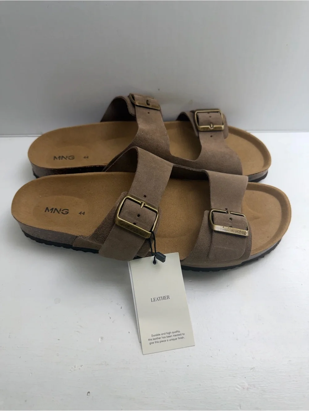 MANGO Man Leather Double Buckle Sandals EU 44 NWT